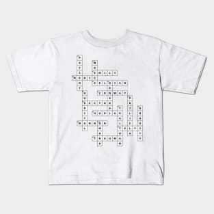 (1962HS) Crossword pattern with words from a 1962 science fiction book. Kids T-Shirt